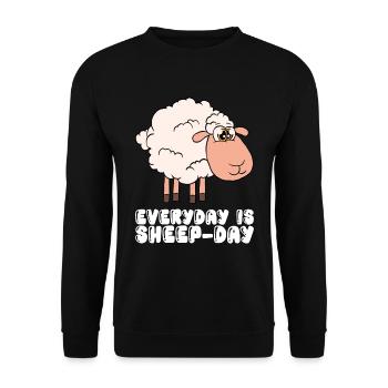 Every day is Sheep's Day - Unisex Sweatshirt - black - Front - Alina (178cm) & Michal (187cm)