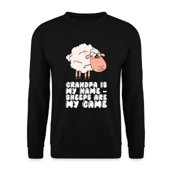 Grandpa Is My Name Sheep Are My Game - Unisex Sweatshirt - black - Front - Alina (178cm) & Michal (187cm)