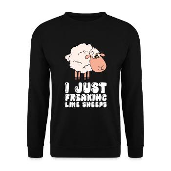 J’aime les moutons Juste sacrément heureux - Sweat-shirt Unisexe - noir - Devant - Alina (178cm) & Michal (187cm)