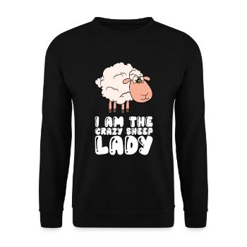 I Am The Crazy Sheep Lady - Unisex Sweatshirt - black - Front - Alina (178cm) & Michal (187cm)