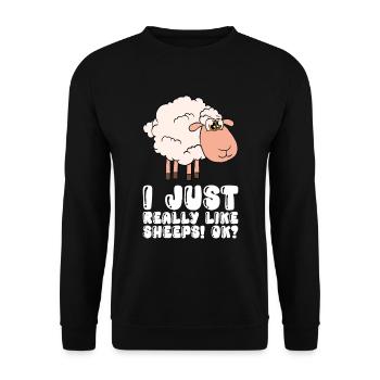 J’aime les moutons tout simplement très très - Sweat-shirt Unisexe - noir - Devant - Alina (178cm) & Michal (187cm)