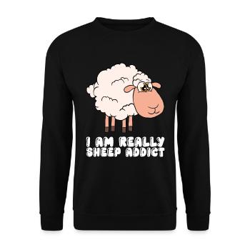 I'm really addicted to sheep - Unisex Sweatshirt - black - Front - Alina (178cm) & Michal (187cm)