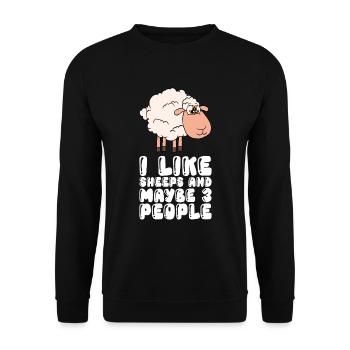 Ich Mag Schafe Und Vielleicht 3 Menschen - Unisex Pullover - Schwarz - Vorne - Alina (178cm) & Michal (187cm)