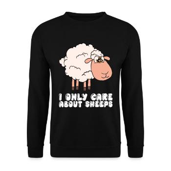 I am only interested in sheep - Unisex Sweatshirt - black - Front - Alina (178cm) & Michal (187cm)