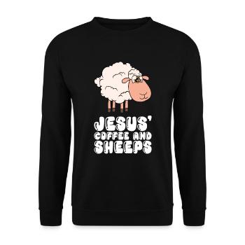Jesus, Kaffee Und Schafe - Unisex Pullover - Schwarz - Vorne - Alina (178cm) & Michal (187cm)