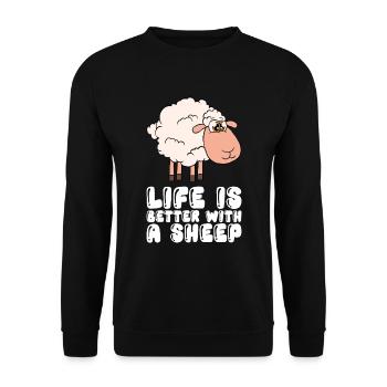 Life is better with a sheep - Unisex Sweatshirt - black - Front - Alina (178cm) & Michal (187cm)