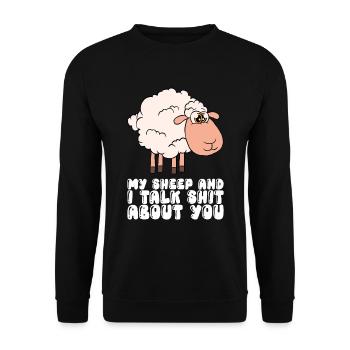 Meine Schafe Und Ich Reden Scheiße Über Dich - Unisex Pullover - Schwarz - Vorne - Alina (178cm) & Michal (187cm)