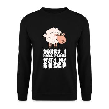 Désolé, j’ai des projets avec mes moutons - Sweat-shirt Unisexe - noir - Devant - Alina (178cm) & Michal (187cm)