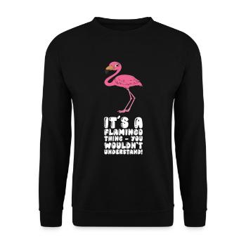 Funny flamingo graphics - Unisex Sweatshirt - black - Front - Alina (178cm) & Michal (187cm)