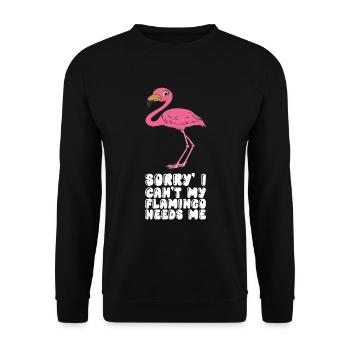 Funny flamingo graphics - Unisex Sweatshirt - black - Front - Alina (178cm) & Michal (187cm)