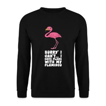 Lustige Flamingo-Grafik - Unisex Pullover - Schwarz - Vorne - Alina (178cm) & Michal (187cm)