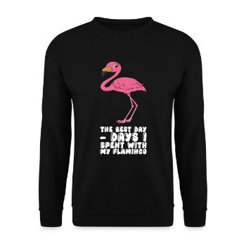 Drôles de graphismes flamants roses - Sweat-shirt Unisexe - noir - Devant - Alina (178cm) & Michal (187cm)