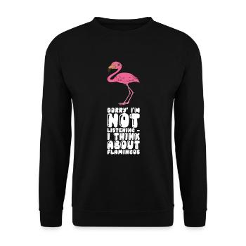 Drôles de graphismes flamants roses - Sweat-shirt Unisexe - noir - Devant - Alina (178cm) & Michal (187cm)