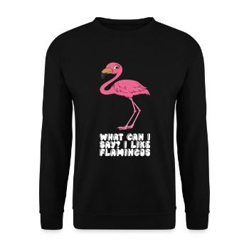 Drôles de graphismes flamants roses - Sweat-shirt Unisexe - noir - Devant - Alina (178cm) & Michal (187cm)