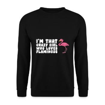 Drôles de graphismes flamants roses - Sweat-shirt Unisexe - noir - Devant - Alina (178cm) & Michal (187cm)