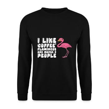 Drôles de graphismes flamants roses - Sweat-shirt Unisexe - noir - Devant - Alina (178cm) & Michal (187cm)