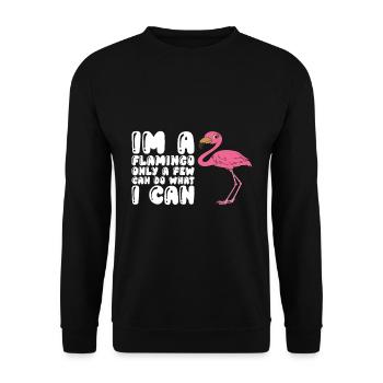 Lustige Flamingo-Grafik - Unisex Pullover - Schwarz - Vorne - Alina (178cm) & Michal (187cm)