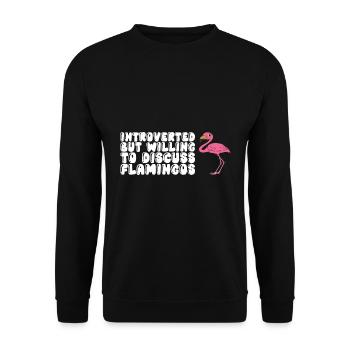 Lustige Flamingo-Grafik - Unisex Pullover - Schwarz - Vorne - Alina (178cm) & Michal (187cm)
