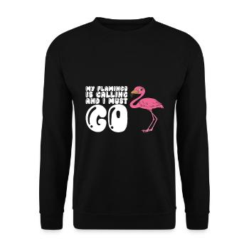 Lustige Flamingo-Grafik - Unisex Pullover - Schwarz - Vorne - Alina (178cm) & Michal (187cm)
