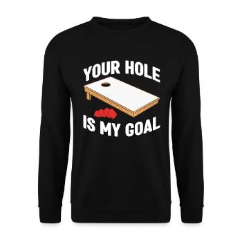 Cornhole Bean Bag Sackloch - Unisex Pullover - Schwarz - Vorne - Alina (178cm) & Michal (187cm)