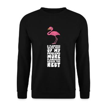 Drôles de graphismes flamants roses - Sweat-shirt Unisexe - noir - Devant - Alina (178cm) & Michal (187cm)