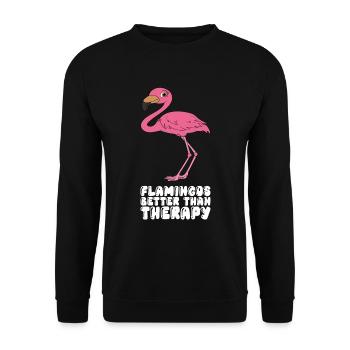 Drôles de graphismes flamants roses - Sweat-shirt Unisexe - noir - Devant - Alina (178cm) & Michal (187cm)