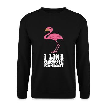 Drôles de graphismes flamants roses - Sweat-shirt Unisexe - noir - Devant - Alina (178cm) & Michal (187cm)