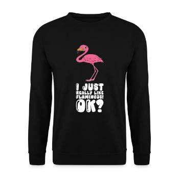 Drôles de graphismes flamants roses - Sweat-shirt Unisexe - noir - Devant - Alina (178cm) & Michal (187cm)