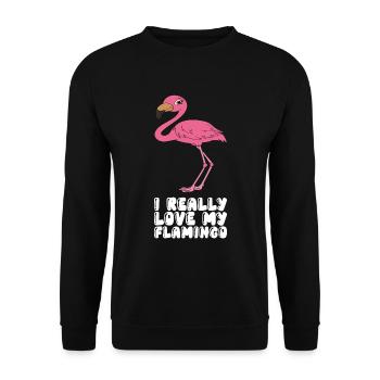 Drôles de graphismes flamants roses - Sweat-shirt Unisexe - noir - Devant - Alina (178cm) & Michal (187cm)