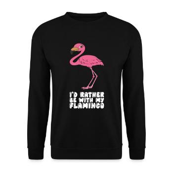 Drôles de graphismes flamants roses - Sweat-shirt Unisexe - noir - Devant - Alina (178cm) & Michal (187cm)
