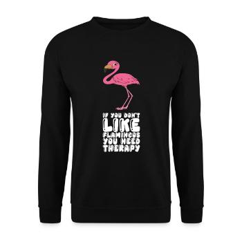 Drôles de graphismes flamants roses - Sweat-shirt Unisexe - noir - Devant - Alina (178cm) & Michal (187cm)