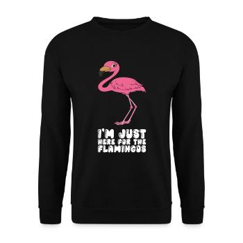Drôles de graphismes flamants roses - Sweat-shirt Unisexe - noir - Devant - Alina (178cm) & Michal (187cm)