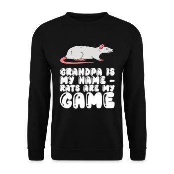 Grandpa is my name Rats are my game - Unisex Sweatshirt - black - Front - Alina (178cm) & Michal (187cm)