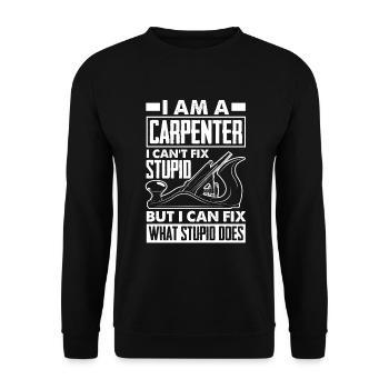 Drôle de menuisier Charpentier Charpentier Charpentier Charpentier - Sweat-shirt Unisexe - noir - Devant - Alina (178cm) & Michal (187cm)