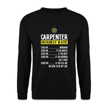 Drôle de menuisier Charpentier Charpentier Charpentier Charpentier - Sweat-shirt Unisexe - noir - Devant - Alina (178cm) & Michal (187cm)