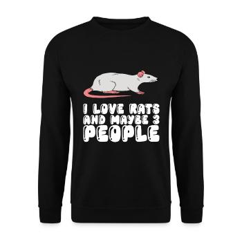 Ich Liebe Ratten Und Vielleicht 3 Menschen - Unisex Pullover - Schwarz - Vorne - Alina (178cm) & Michal (187cm)