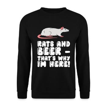 Ratten Und Bier - Deshalb Bin Ich Hier - Unisex Pullover - Schwarz - Vorne - Alina (178cm) & Michal (187cm)