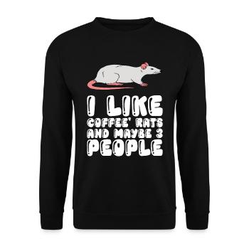Ich Mag Kaffeeratten Und Vielleicht 3 Leute - Unisex Pullover - Schwarz - Vorne - Alina (178cm) & Michal (187cm)