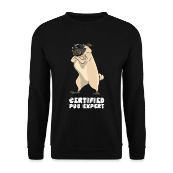 Certified Pug Expert - Unisex Sweatshirt - black - Front - Alina (178cm) & Michal (187cm)