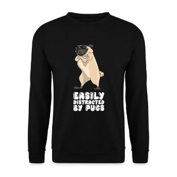 Easily Distracted By Pugs - Unisex Sweatshirt - black - Front - Alina (178cm) & Michal (187cm)