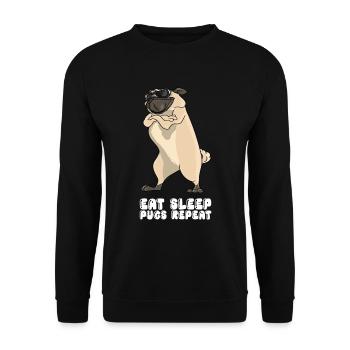 Eat Sleep Pugs Repeat - Unisex Sweatshirt - black - Front - Alina (178cm) & Michal (187cm)