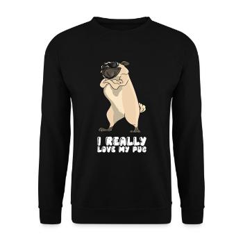 I Really Love My Pug - Unisex Sweatshirt - black - Front - Alina (178cm) & Michal (187cm)