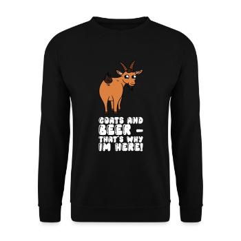 Ziegen Und Bier - Deshalb Bin Ich Hier - Unisex Pullover - Schwarz - Vorne - Alina (178cm) & Michal (187cm)
