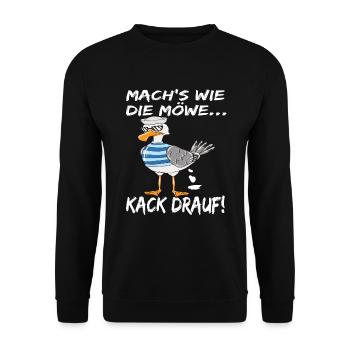 Coole Möwe Mach's Wie Die Möwe Kack Drauf! - Unisex Pullover - Schwarz - Vorne - Alina (178cm) & Michal (187cm)