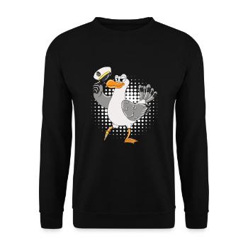 Mouettes Capitaine Mouette Mer du Nord Mer Baltique Drôle Mouette - Sweat-shirt Unisexe - noir - Devant - Alina (178cm) & Michal (187cm)