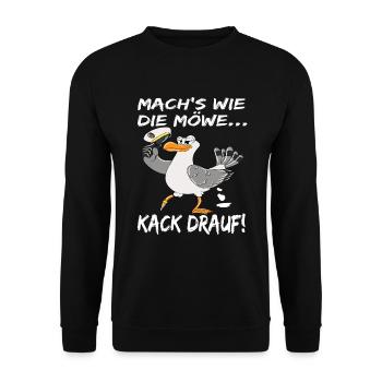 Möwe Ostsee Mach's Wie Die Möwe Kack Drauf! - Unisex Pullover - Schwarz - Vorne - Alina (178cm) & Michal (187cm)