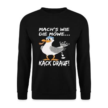 Möwe Mach's Wie Die Möwe Kack Drauf! Ostsee - Unisex Pullover - Schwarz - Vorne - Alina (178cm) & Michal (187cm)