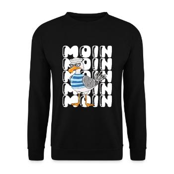 Norddeutsch Möwe Mit Sonnenbrille Ostseeurlaub - Unisex Pullover - Schwarz - Vorne - Alina (178cm) & Michal (187cm)