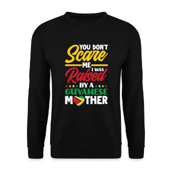 Aufgezogen Von Einer Guyanischen Mutter Guyana - Unisex Pullover - Schwarz - Vorne - Alina (178cm) & Michal (187cm)