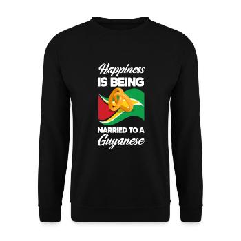 Happy is who married to a Guyanese - Unisex Sweatshirt - black - Front - Alina (178cm) & Michal (187cm)